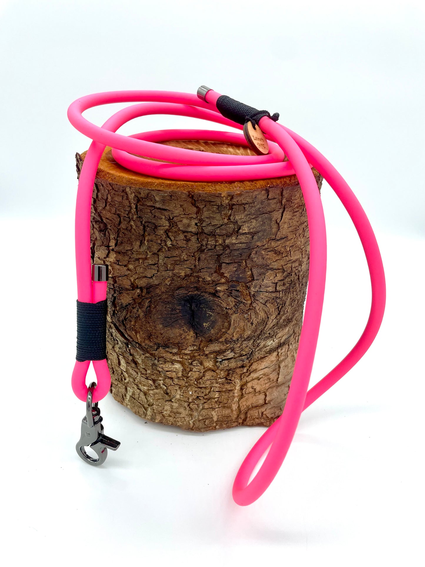 BioThane® Leine „Rund“ - in Neon Pink & Schwarz