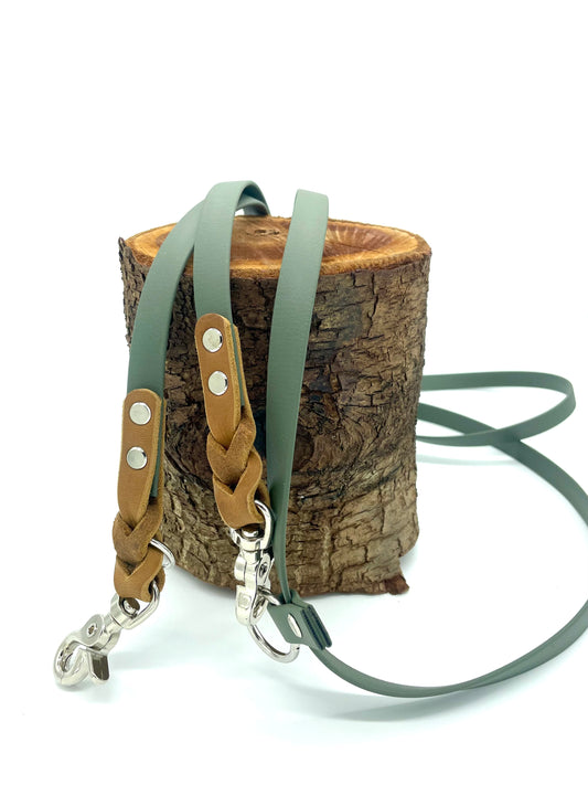 Crossbody-Leine „Vario Vintage“ - in Olive & Cognac