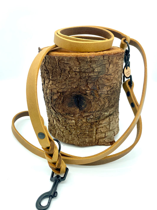 Fettlederleine "Ginevra" - in Cognac & Schwarz