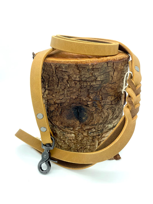 Fettlederleine "Easy" - in Cognac & Gun Metal