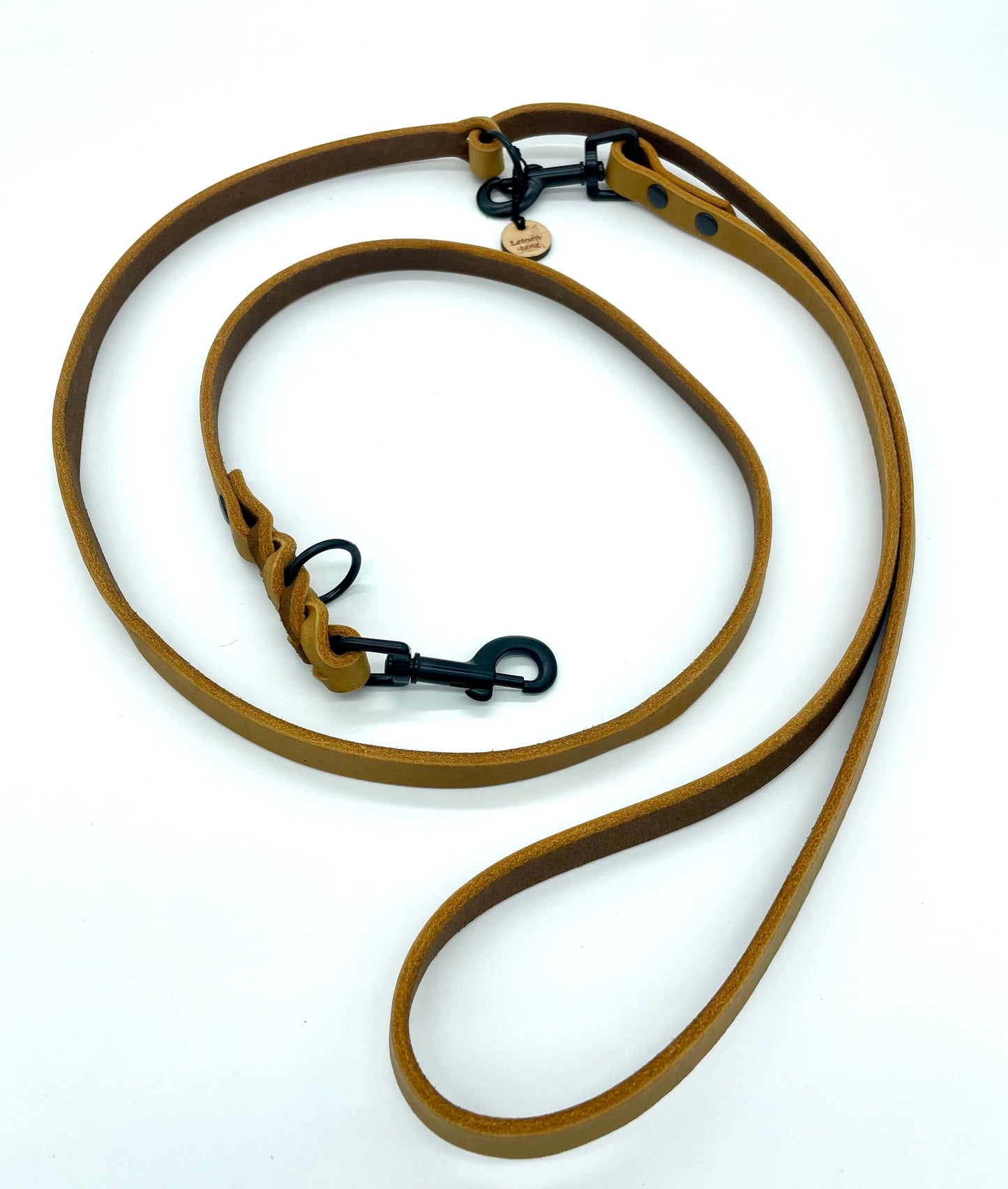 Fettlederleine "Ginevra" - in Cognac & Schwarz